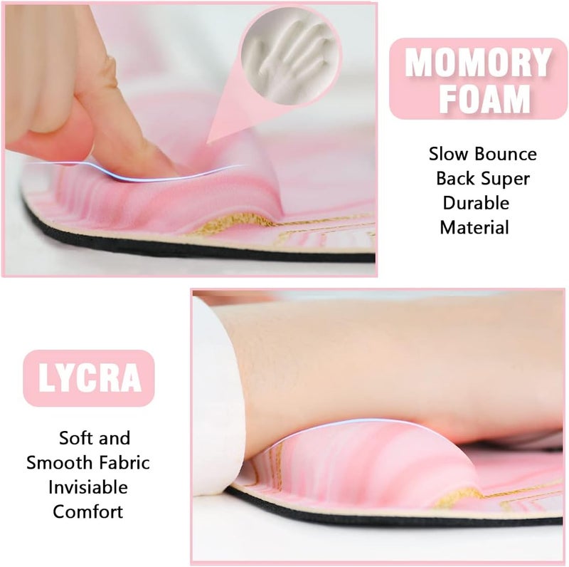 Yunoble Memory Foam Ergonomic Keyboard Wrist Rest Pad and Mouse Wrist Rest Support Mouse Pad Set for Office Gaming Easy Typing-Pink Fluid - Image 3
